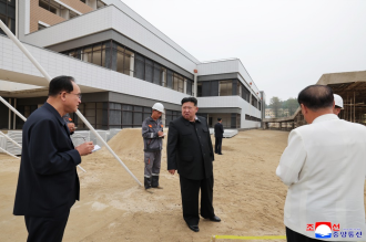 Kim Jong Un Gives Field Guidance at Construction Site of Kusong City Hospital